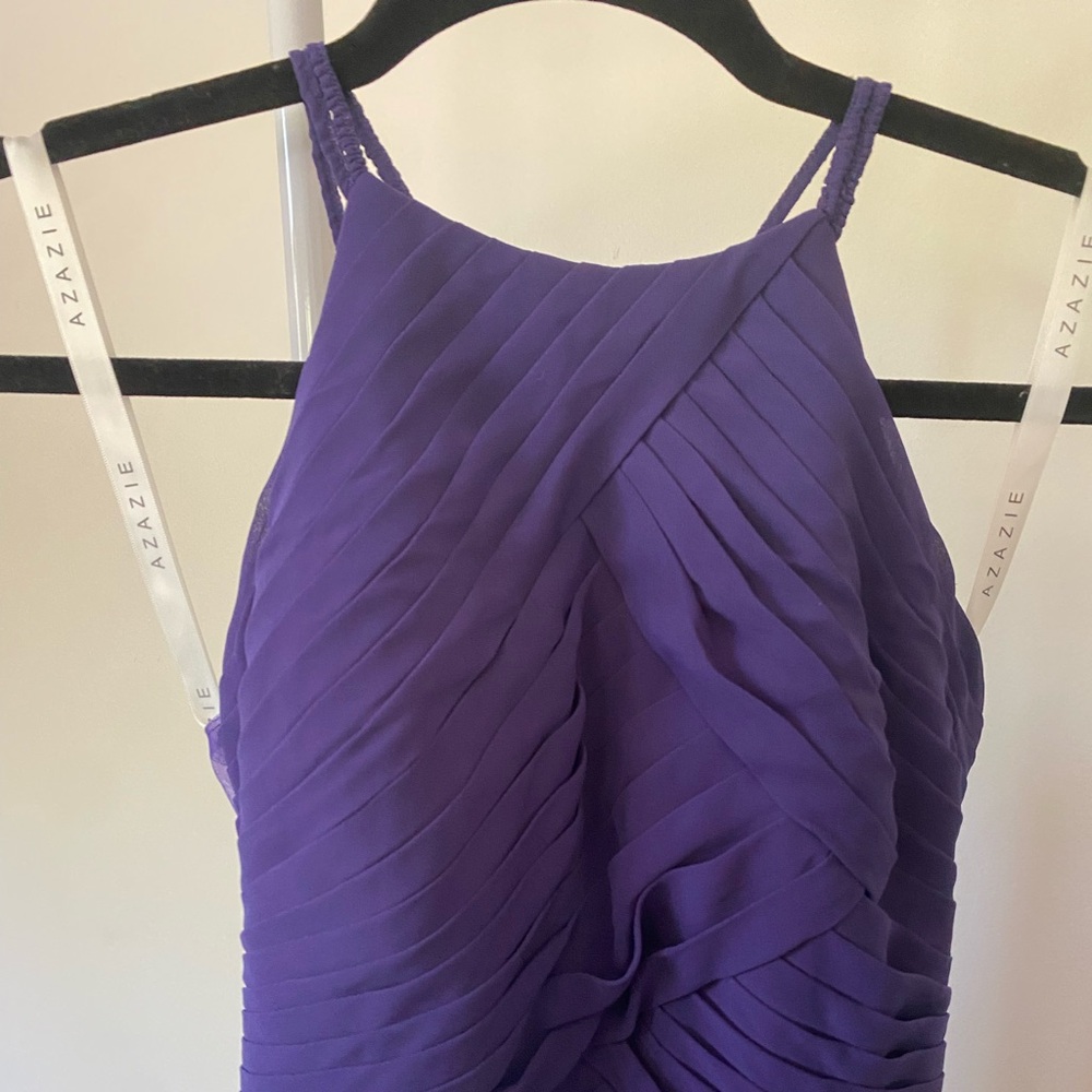 Azazie Purple Pleated Wedding Dress